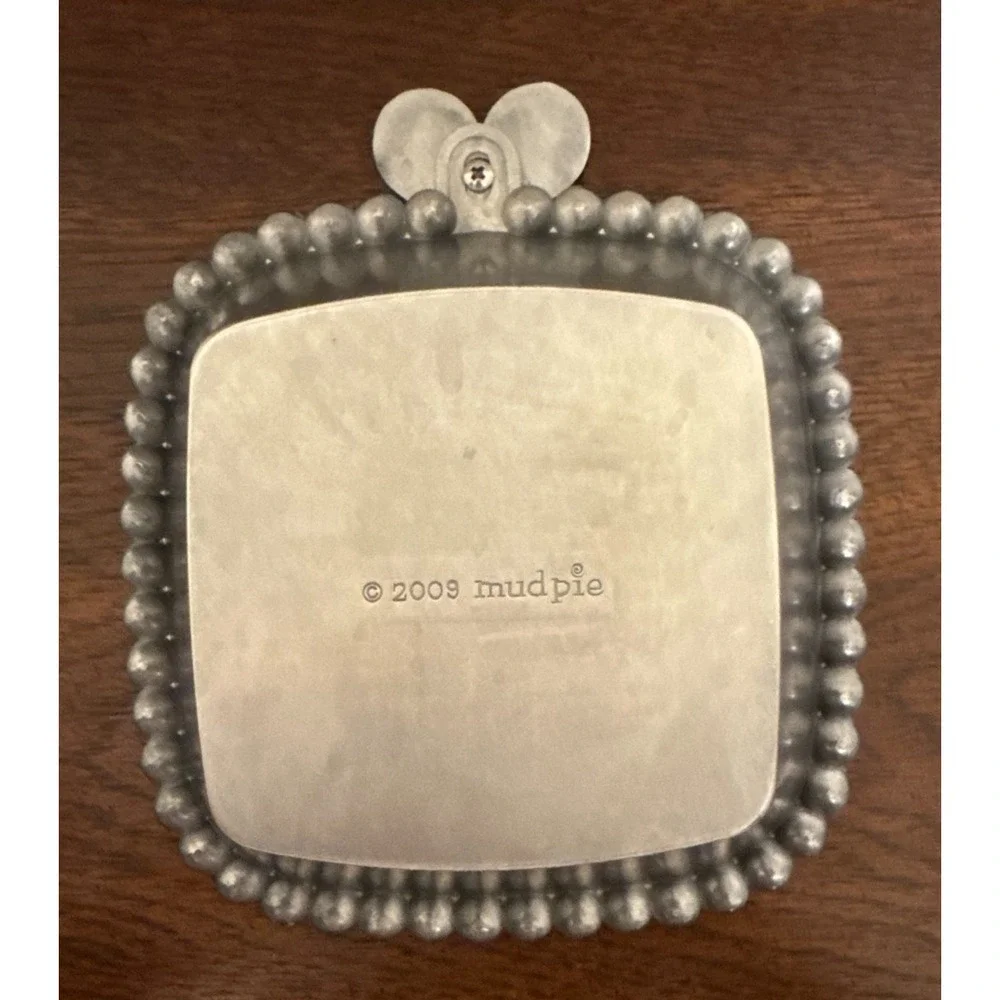 Vintage Mud Pie Beaded Tennis Racket Square Candy/Nut Dish Sand Cast Aluminum